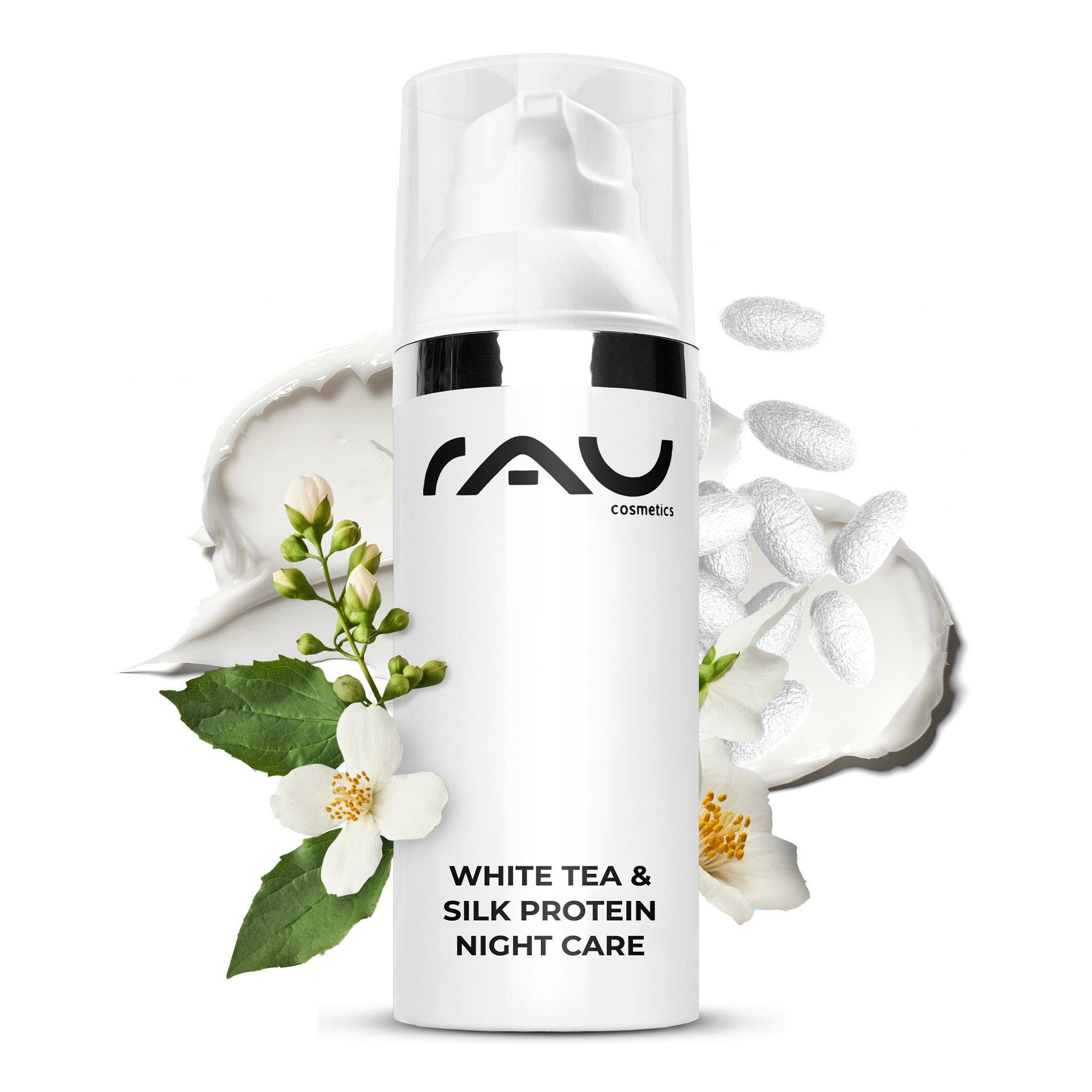 Tè bianco e proteine della seta Trattamento notte 50 ml Crema notte Flasche, Shaker