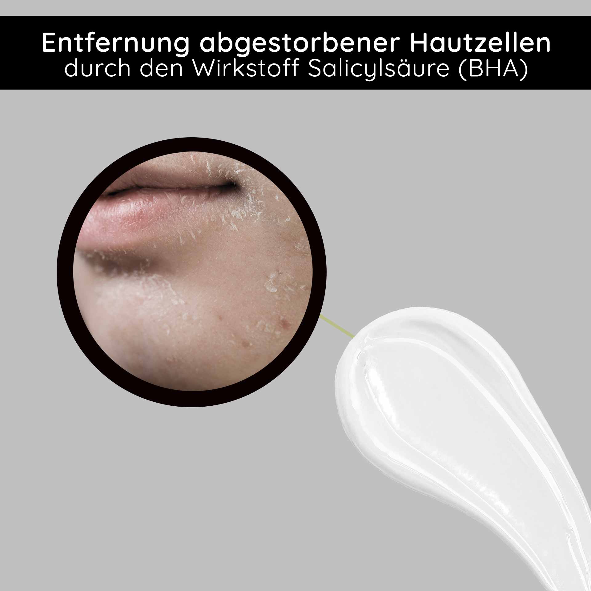 Crema agli acidi della frutta 200 ml Crema agli acidi della frutta BHA Entfernung abgestorbener Hautzellen durch Salicylsäure (BHA) mit Fokus auf Hautpflege und Peeling-Effekte.