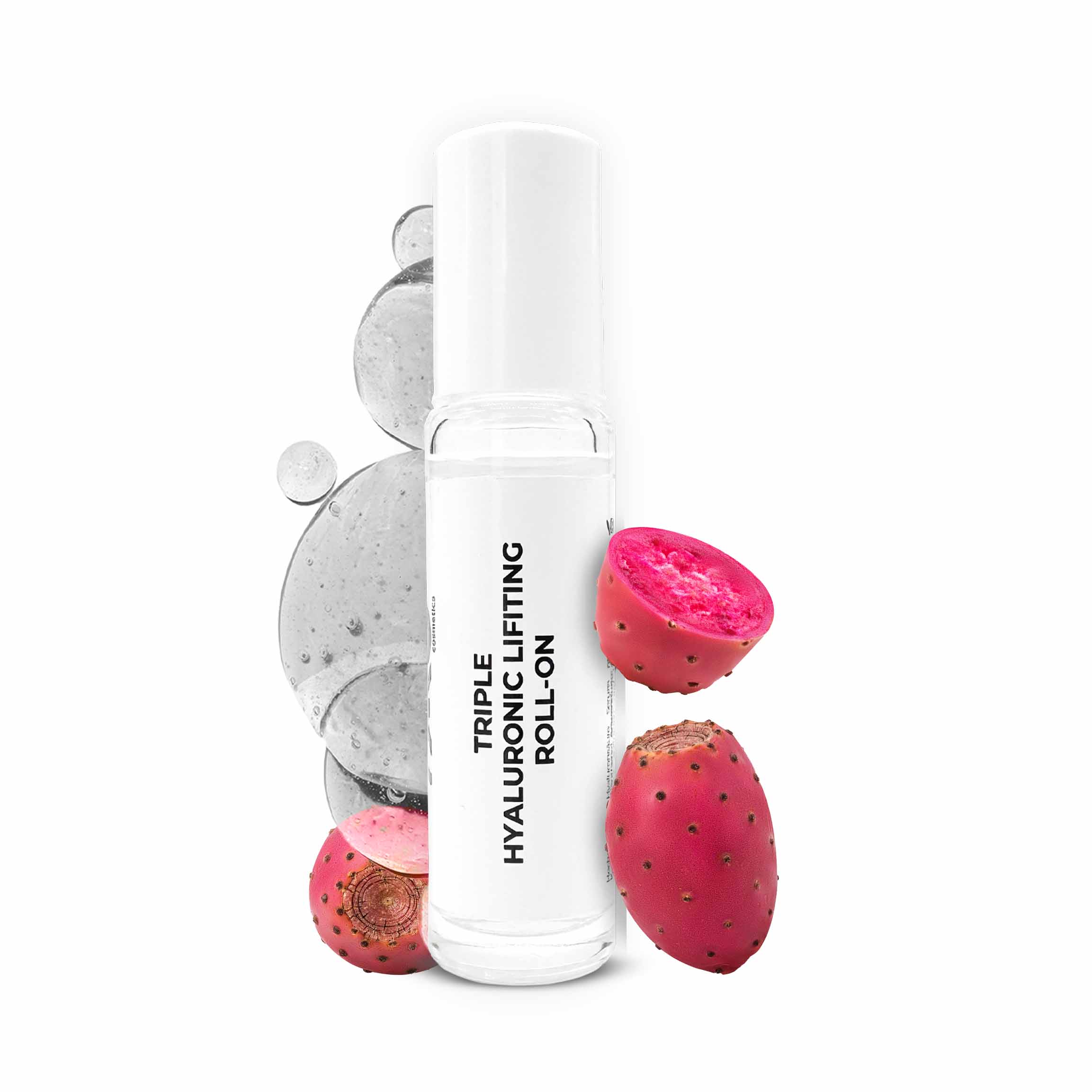 Triple Hyaluronic Serum Roll-On 10 ml con tripli acidi ialuronici Dreifach-Hyaluron-Lifting-Roll-On-Serum mit Kaktusfruchtextrakt und Hyaluronsäure, entwickelt für tiefe Feuchtigkeitsversorgung und Anti-Aging-Vorteile.